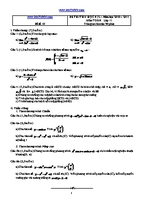 Đề thi thử học kỳ II môn Toán Lớp 11 - Năm học 2010-2011 - Đề số 10 (Có đáp án)